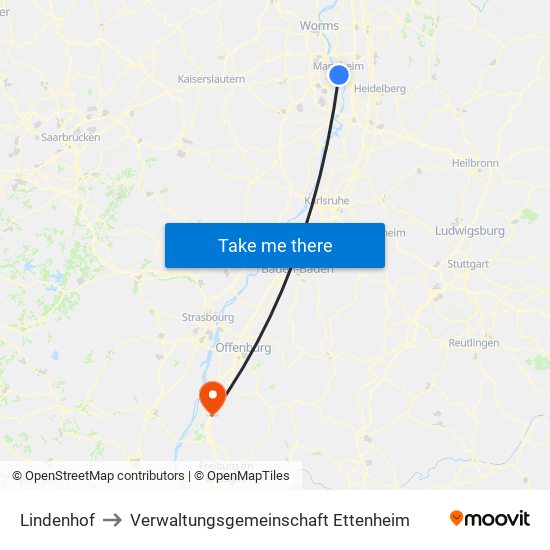 Lindenhof to Verwaltungsgemeinschaft Ettenheim map