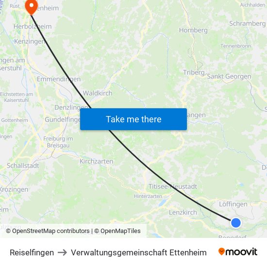 Reiselfingen to Verwaltungsgemeinschaft Ettenheim map