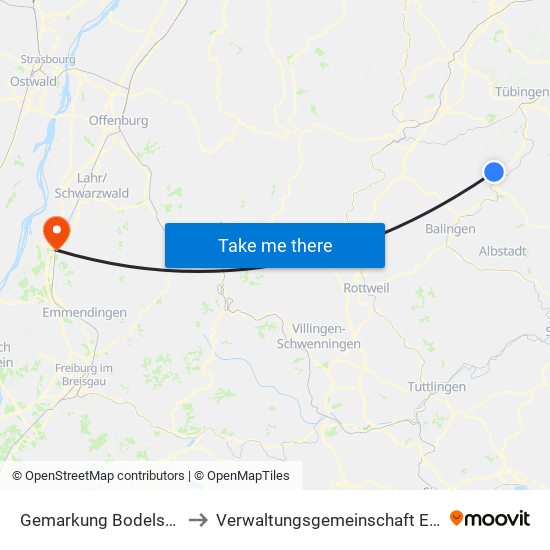 Gemarkung Bodelshausen to Verwaltungsgemeinschaft Ettenheim map