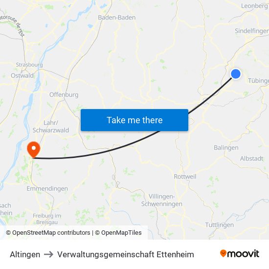 Altingen to Verwaltungsgemeinschaft Ettenheim map