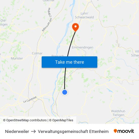 Niederweiler to Verwaltungsgemeinschaft Ettenheim map