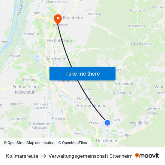 Kollmarsreute to Verwaltungsgemeinschaft Ettenheim map