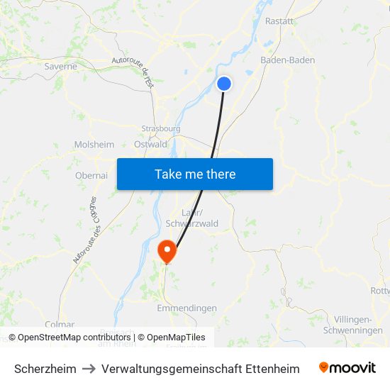 Scherzheim to Verwaltungsgemeinschaft Ettenheim map