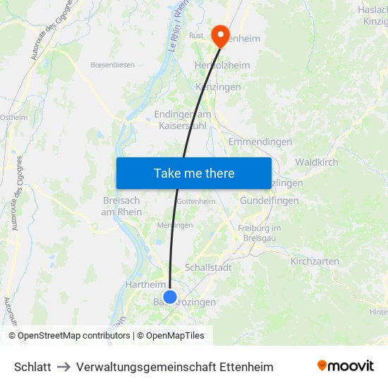 Schlatt to Verwaltungsgemeinschaft Ettenheim map