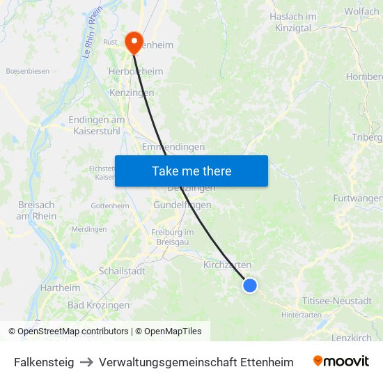 Falkensteig to Verwaltungsgemeinschaft Ettenheim map