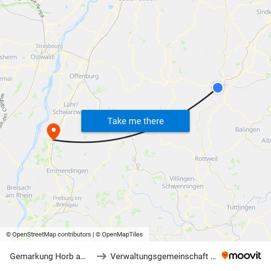 Gemarkung Horb am Neckar to Verwaltungsgemeinschaft Ettenheim map