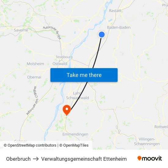 Oberbruch to Verwaltungsgemeinschaft Ettenheim map