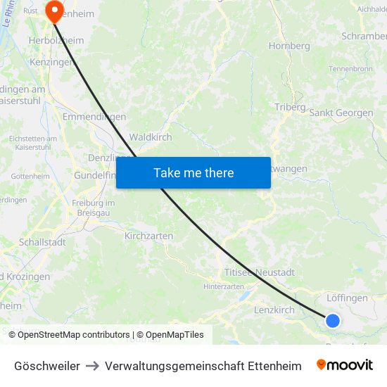 Göschweiler to Verwaltungsgemeinschaft Ettenheim map