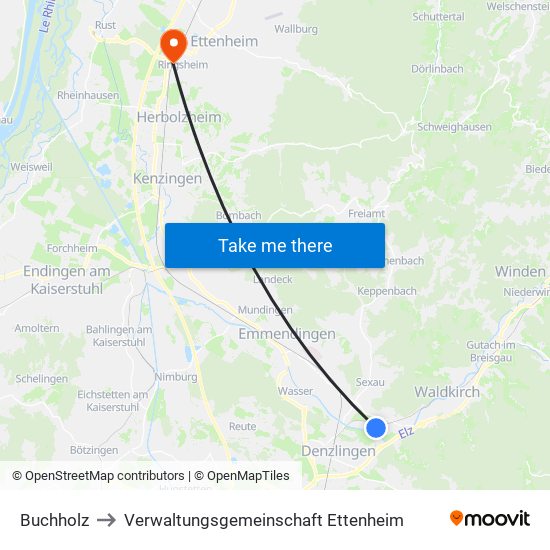 Buchholz to Verwaltungsgemeinschaft Ettenheim map