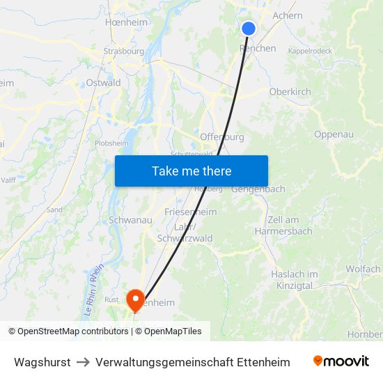 Wagshurst to Verwaltungsgemeinschaft Ettenheim map