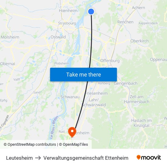 Leutesheim to Verwaltungsgemeinschaft Ettenheim map