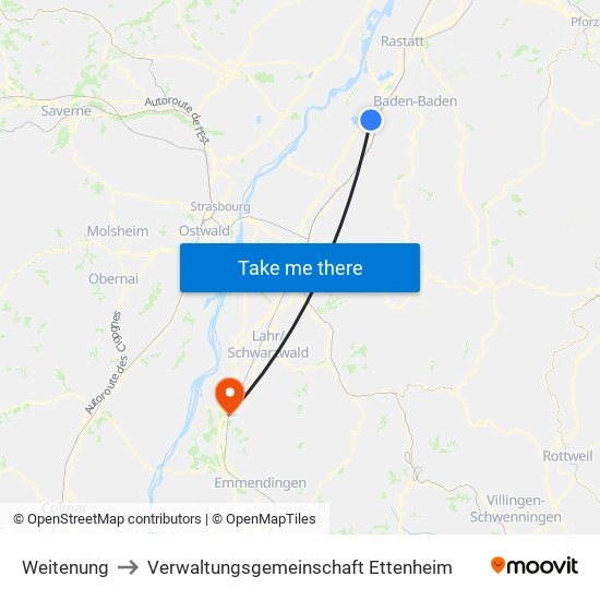 Weitenung to Verwaltungsgemeinschaft Ettenheim map