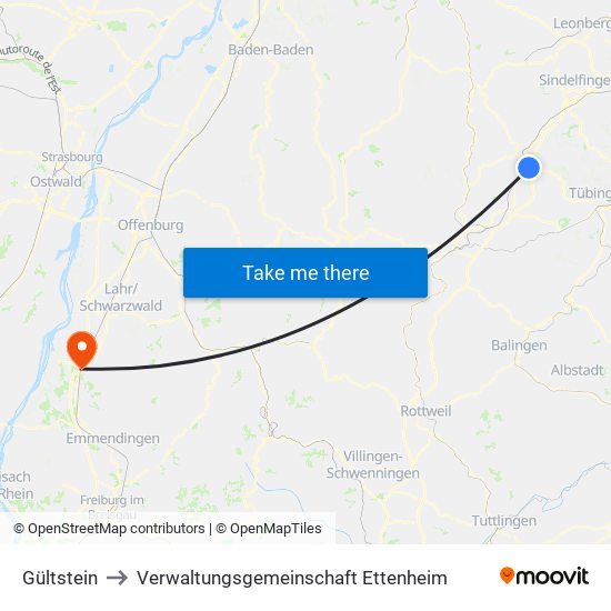 Gültstein to Verwaltungsgemeinschaft Ettenheim map