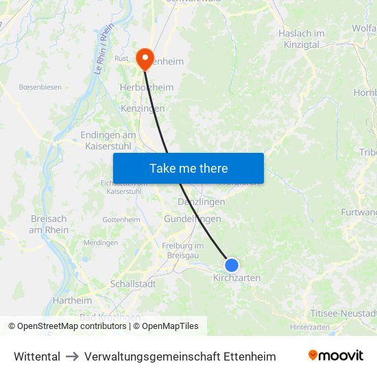 Wittental to Verwaltungsgemeinschaft Ettenheim map