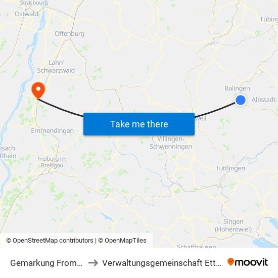 Gemarkung Frommern to Verwaltungsgemeinschaft Ettenheim map