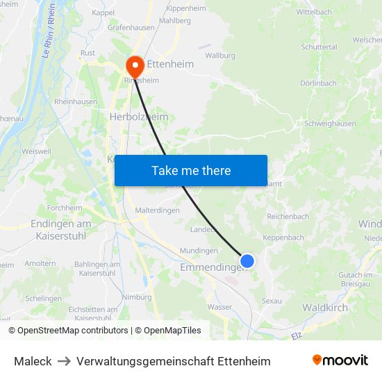 Maleck to Verwaltungsgemeinschaft Ettenheim map