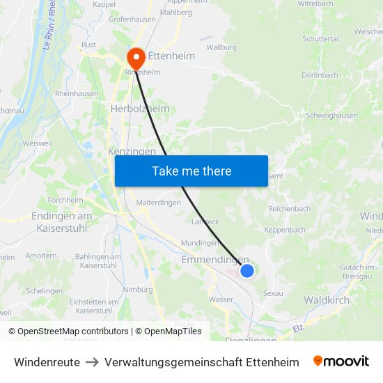 Windenreute to Verwaltungsgemeinschaft Ettenheim map