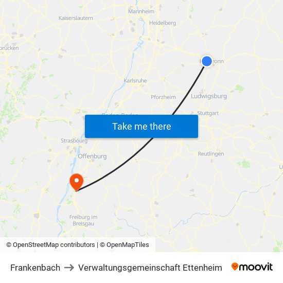 Frankenbach to Verwaltungsgemeinschaft Ettenheim map