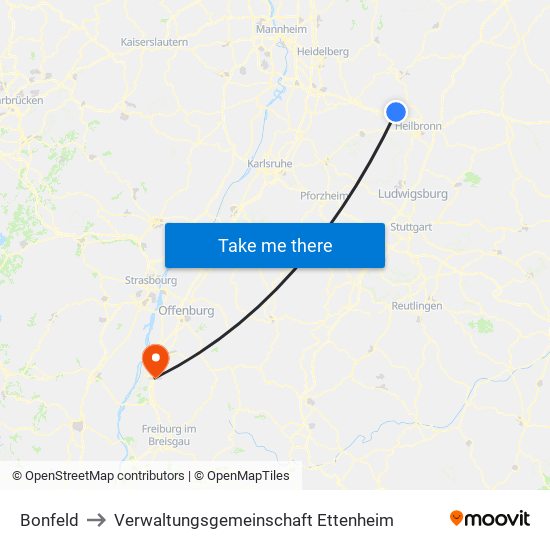 Bonfeld to Verwaltungsgemeinschaft Ettenheim map