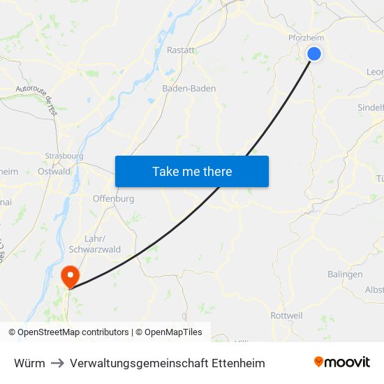 Würm to Verwaltungsgemeinschaft Ettenheim map