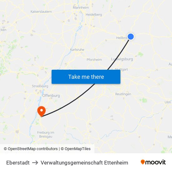 Eberstadt to Verwaltungsgemeinschaft Ettenheim map