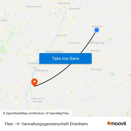 Flein to Verwaltungsgemeinschaft Ettenheim map