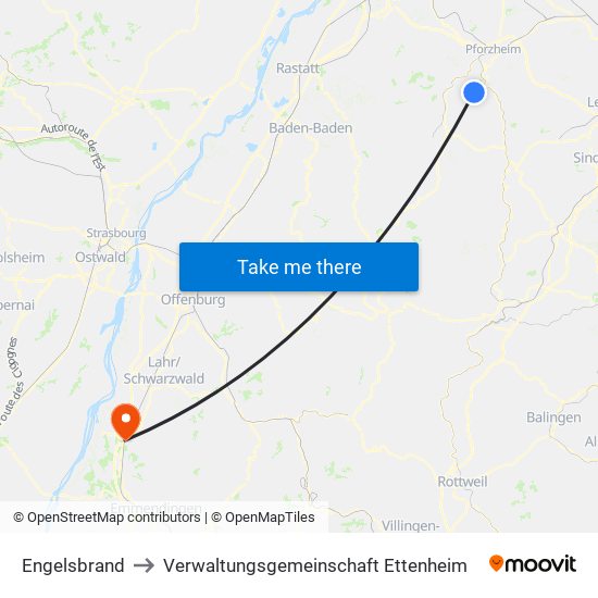 Engelsbrand to Verwaltungsgemeinschaft Ettenheim map