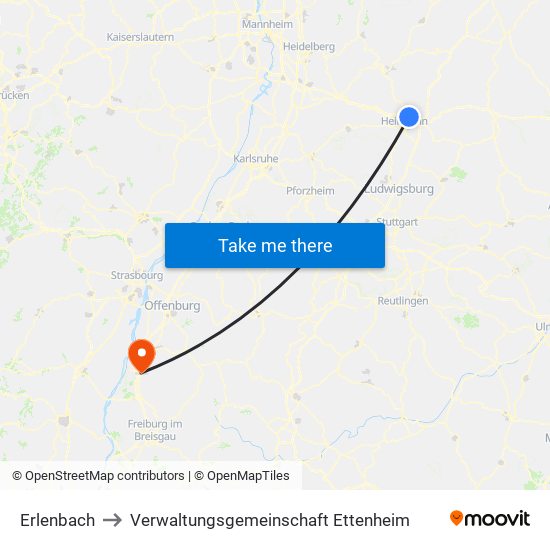 Erlenbach to Verwaltungsgemeinschaft Ettenheim map