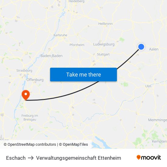 Eschach to Verwaltungsgemeinschaft Ettenheim map