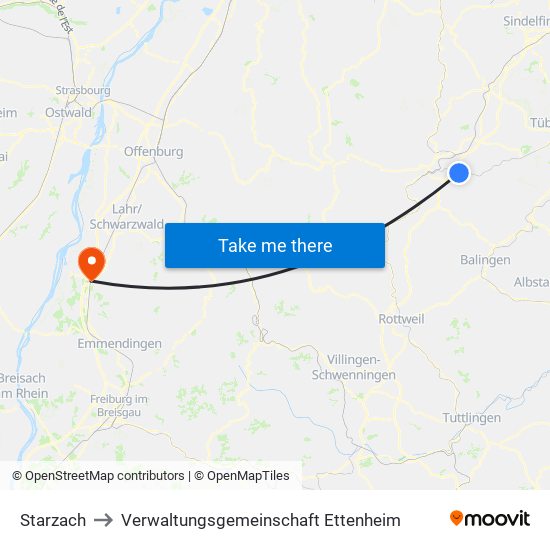 Starzach to Verwaltungsgemeinschaft Ettenheim map