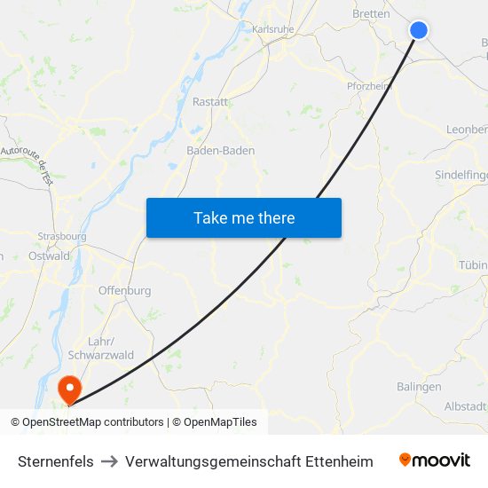 Sternenfels to Verwaltungsgemeinschaft Ettenheim map