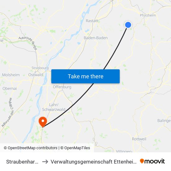 Straubenhardt to Verwaltungsgemeinschaft Ettenheim map