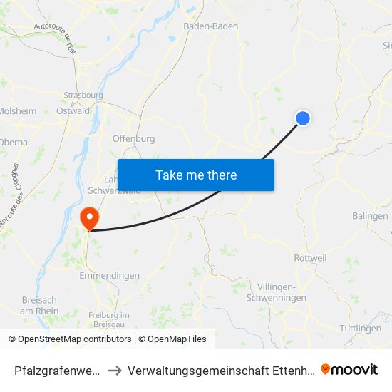 Pfalzgrafenweiler to Verwaltungsgemeinschaft Ettenheim map