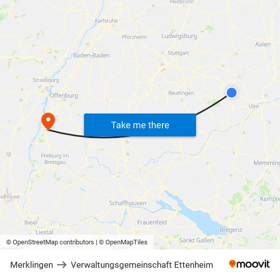 Merklingen to Verwaltungsgemeinschaft Ettenheim map