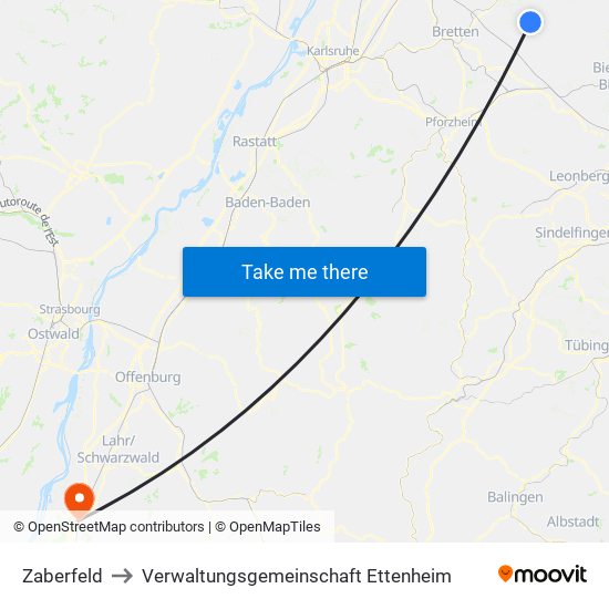 Zaberfeld to Verwaltungsgemeinschaft Ettenheim map