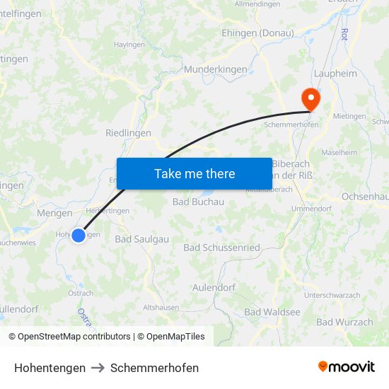 Hohentengen to Schemmerhofen map