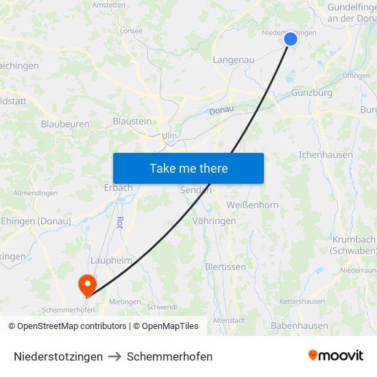 Niederstotzingen to Schemmerhofen map