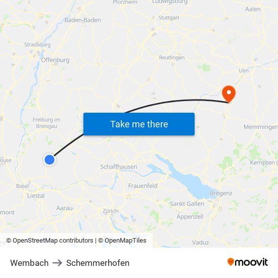 Wembach to Schemmerhofen map