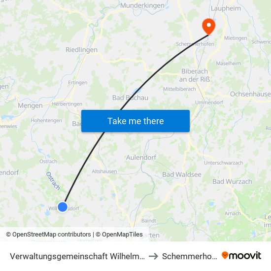 Verwaltungsgemeinschaft Wilhelmsdorf to Schemmerhofen map