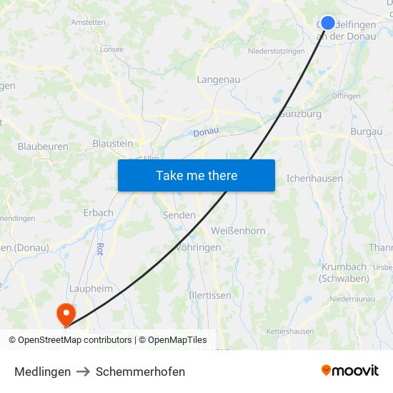 Medlingen to Schemmerhofen map