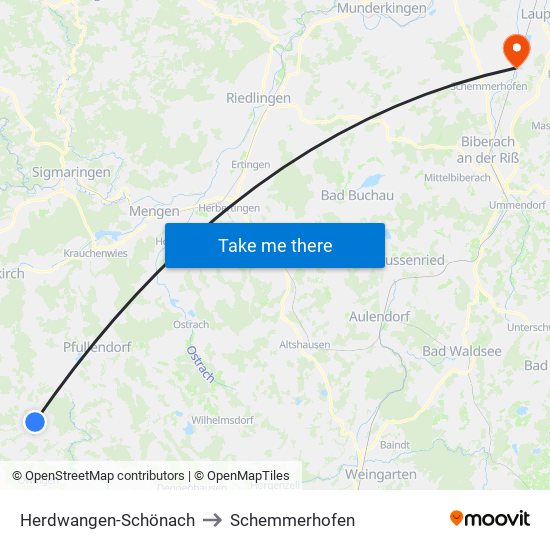 Herdwangen-Schönach to Schemmerhofen map