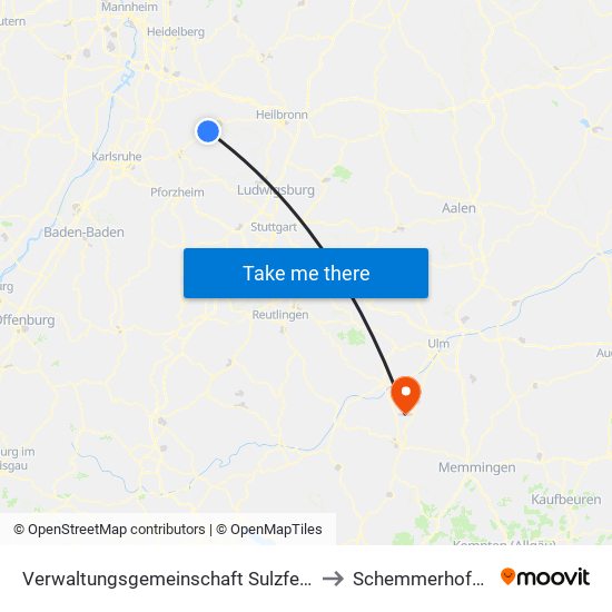 Verwaltungsgemeinschaft Sulzfeld to Schemmerhofen map