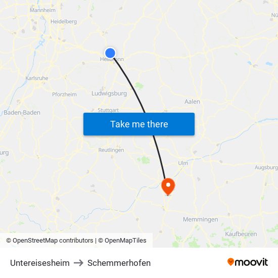 Untereisesheim to Schemmerhofen map