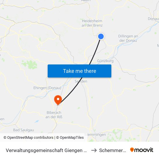 Verwaltungsgemeinschaft Giengen An Der Brenz to Schemmerhofen map