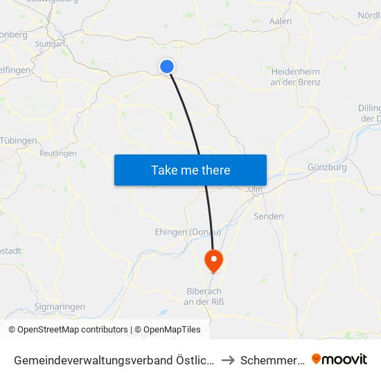 Gemeindeverwaltungsverband Östlicher Schurwald to Schemmerhofen map