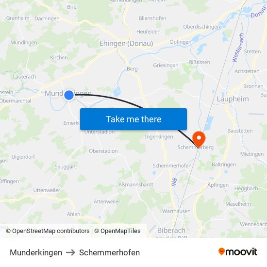 Munderkingen to Schemmerhofen map