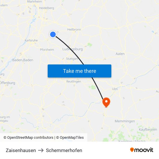 Zaisenhausen to Schemmerhofen map