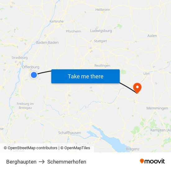 Berghaupten to Schemmerhofen map
