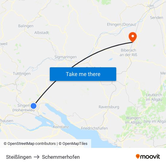 Steißlingen to Schemmerhofen map