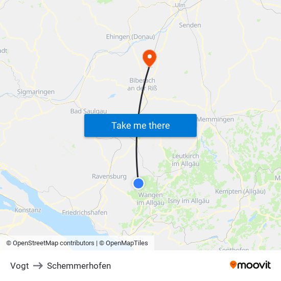 Vogt to Schemmerhofen map